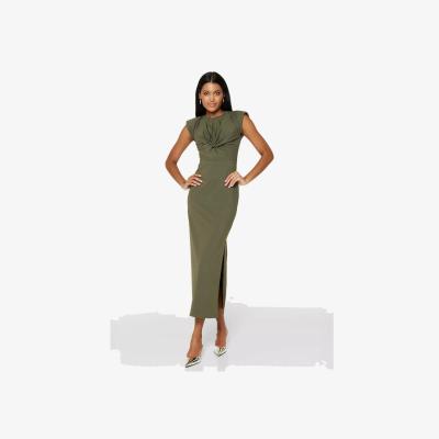 John Lewis Closet London Twist Knot Pencil Dress, Dark Olive