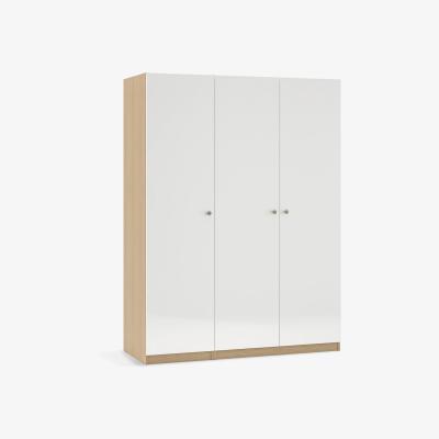 John Lewis ANYDAY John Lewis & Partners Mix it Triple Wardrobe, Nickel Knob Handles, Oak/Gloss White