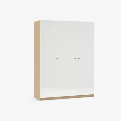 John Lewis ANYDAY John Lewis & Partners Mix it Triple Wardrobe, Nickel Knob Handles, Oak/Gloss White
