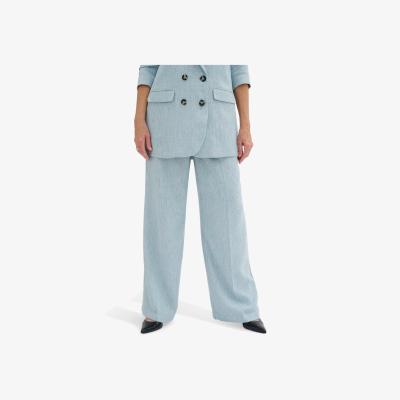 John Lewis MY ESSENTIAL WARDROBE Elisa High Waist Wide Leg Trousers, Sky White Melange