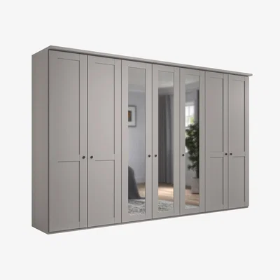 John Lewis John Lewis Marlow 350cm Mirrored Hinged Wardrobe, Pebble Grey