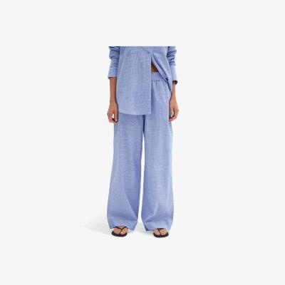 John Lewis MY ESSENTIAL WARDROBE Skye High Waisted Wide Leg Trousers, Delft Blue Striped