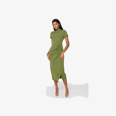 John Lewis Closet London Ruched Side Pencil Dress, Olive