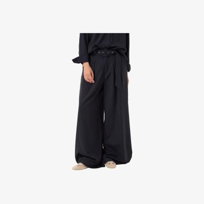 John Lewis MY ESSENTIAL WARDROBE Vitta Stripe Wide Leg Trousers, Dark Blue