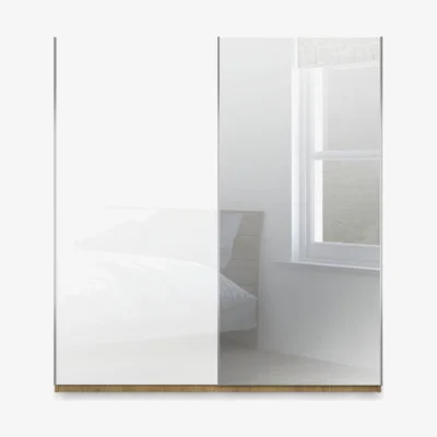 John Lewis John Lewis & Partners Elstra 200cm Wardrobe with Glass and Mirrored Sliding Doors