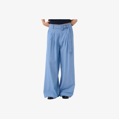 John Lewis MY ESSENTIAL WARDROBE Vitta Stripe Wide Leg Trousers, Sky Blue