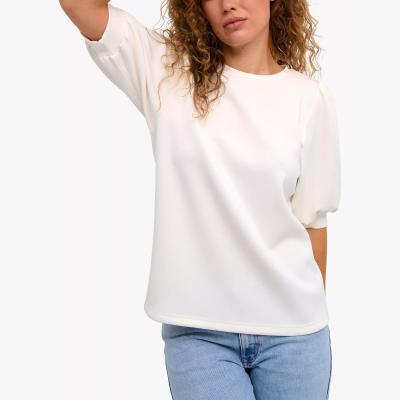 John Lewis MY ESSENTIAL WARDROBE El Puff Sleeve Round Neck Blouse, Snow White