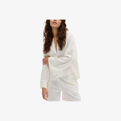John Lewis MY ESSENTIAL WARDROBE Dias Wide Sleeve Notch Neck Linen Blend Top, Snow White