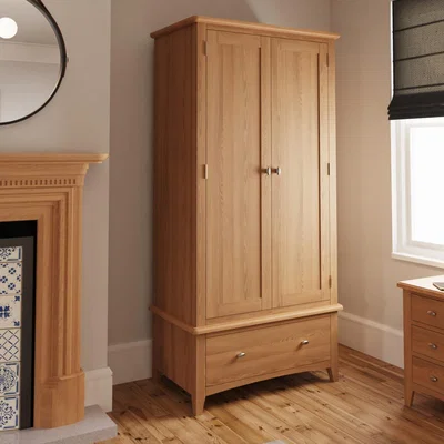Knees Galister Light Oak 2 Door Wardrobe with Drawers