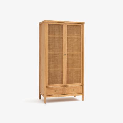 La Redoute Gabin Solid Pine & Rattan 2-Door Wardrobe