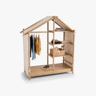 La Redoute Andy Pine & Canvas Cabin Wardrobe