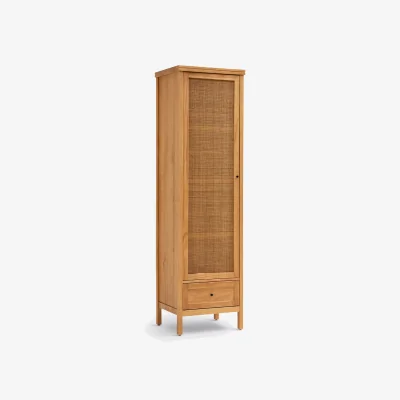La Redoute Gabin Solid Pine & Rattan Single Wardrobe