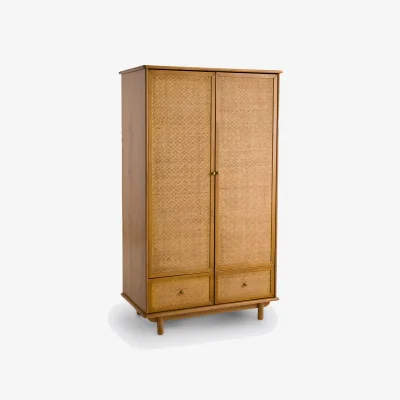 La Redoute Orient Solid Pine and Cane Wardrobe