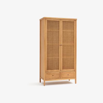 La Redoute Gabin Solid Pine & Rattan 2-Door Wardrobe
