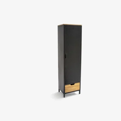 La Redoute Agama Metal & Oak Cabinet with 1 Door & 1 Drawer