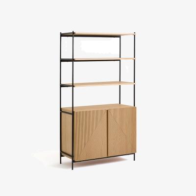 La Redoute Les Signatures - Lodge Oak Veneer and Metal Wardrobe Module with 3 Shelves and