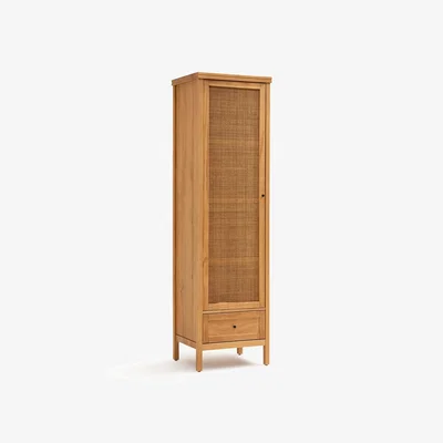 La Redoute Gabin Solid Pine & Rattan Single Wardrobe