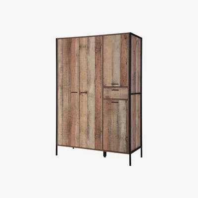 La Redoute Industrial Style Oak Effect 4 Door Wardrobe