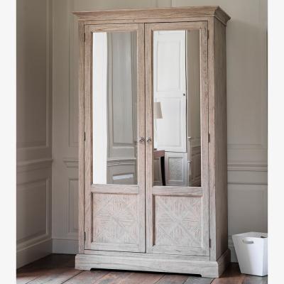 La Redoute Nashik Ash Wood Parquet 2 Door Mirrored Wardrobe