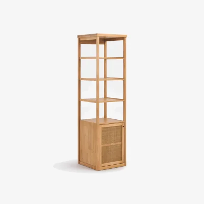 La Redoute Gabin Solid Pine and Cane Wardrobe Unit with 1 Door and 3 Shelves