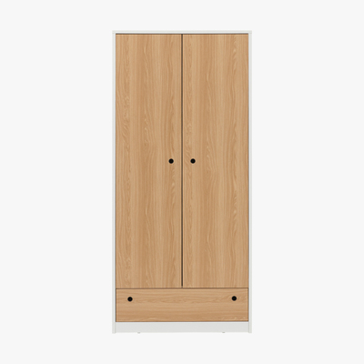 Made.com MADE Essentials Tyas Double Wardrobe, White and Oak Effect