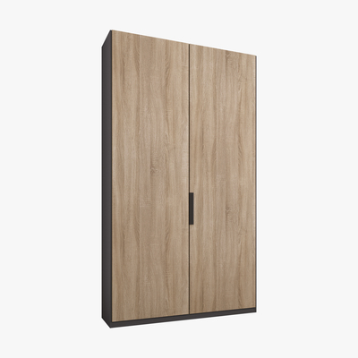 Made.com Caren 2 door 100cm Hinged Wardrobe, Graphite Grey Frame, Oak Doors, Standard Interior