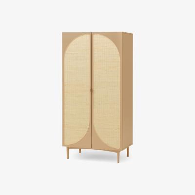 Made.com Emmi Double Wardrobe, Light Caramel & Rattan