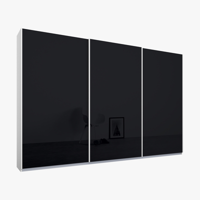 Made.com Malix 3 door 270cm Sliding Wardrobe, White frame,Basalt Grey Glass doors , Classic Interior