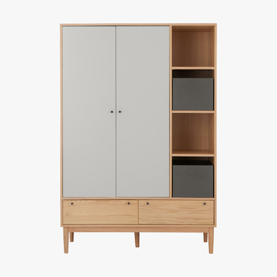 Made.com Campton Triple Wardrobe, Oak & Grey