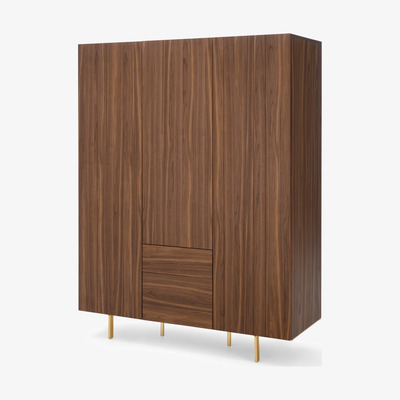 Made.com Keaton Triple Wardrobe, Walnut & Brass