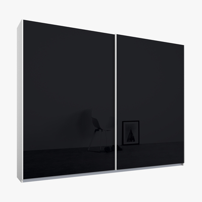 Made.com Malix 2 door 225cm Sliding Wardrobe, White frame,Basalt Grey Glass doors, Standard Interior