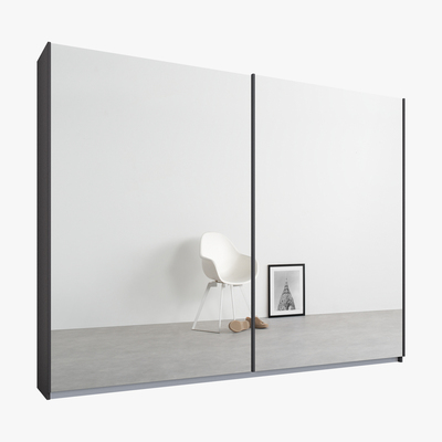 Made.com Malix 2 door 225cm Sliding Wardrobe, Graphite Grey frame,Mirror doors , Premium Interior