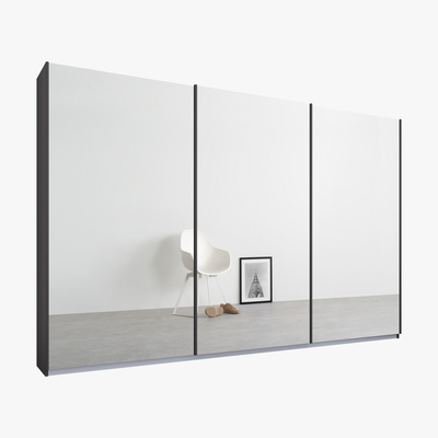Made.com Malix 3 door 270cm Sliding Wardrobe, Graphite Grey frame,Mirror doors, Standard Interior