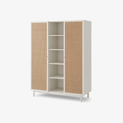 Made.com Pavia Triple Wardrobe, Natural Rattan & White Oak Effect