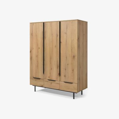 Made.com Damien Triple Wardrobe, Distressed Oak Effect & Black
