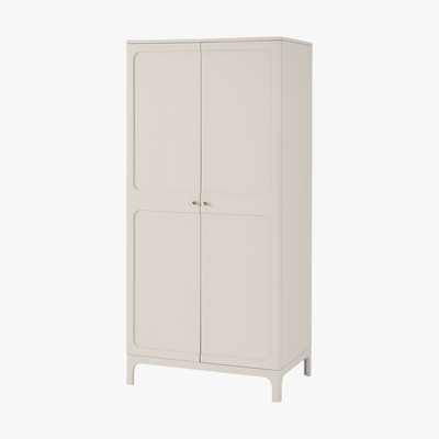 Made.com Bromley Double Wardrobe, Warm Grey & Brass Handle
