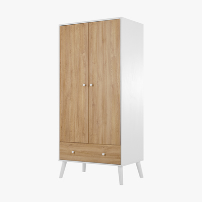 Made.com MADE Essentials Larsen Double Wardrobe, Oak Effect & White