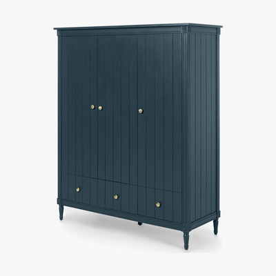 Made.com Bourbon 3 Door Triple Wardrobe, Vintage Blue
