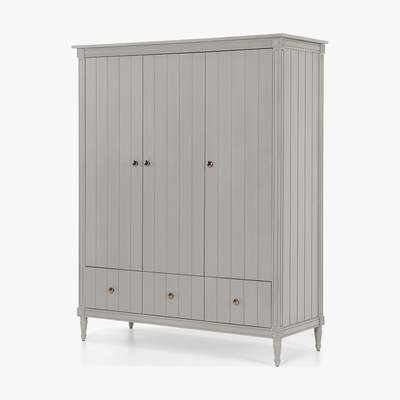Made.com Bourbon Vintage 3 Door Triple Wardrobe, Grey