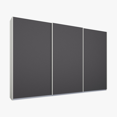 Made.com Malix 3 door 270cm Sliding Wardrobe, White frame,matte Graphite Grey doors , Premium Interior