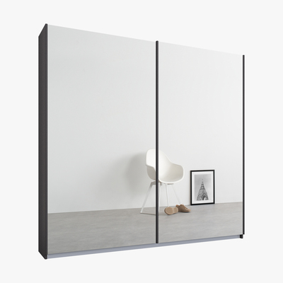 Made.com Malix 2 door 181cm Sliding Wardrobe, Graphite Grey frame,Mirror doors , Premium Interior