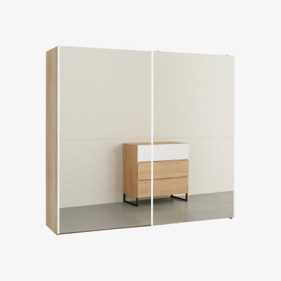 Made.com Elso Sliding Wardrobe 240cm, Oak Frame with Mirror Doors