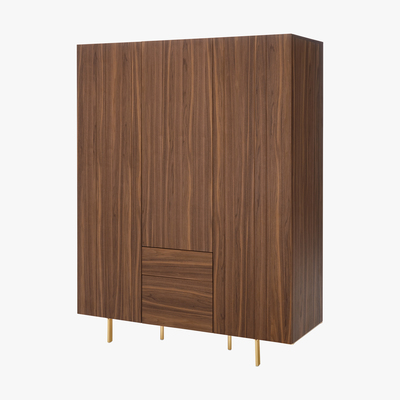 Made.com Keaton 3 Door Wardrobe, Walnut & Brass