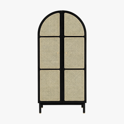 Made.com Ankhara Double Wardrobe, Rattan & Black Stain Oak