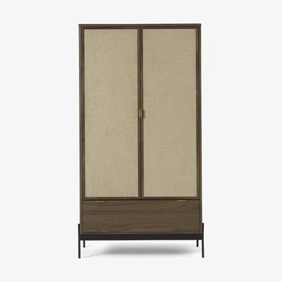 Made.com Balmore Double Wardrobe, Walnut & Hessian
