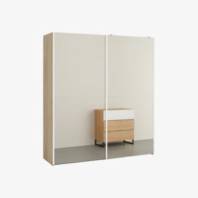 Made.com Elso Sliding Wardrobe 180cm, Oak Frame with Mirror Doors
