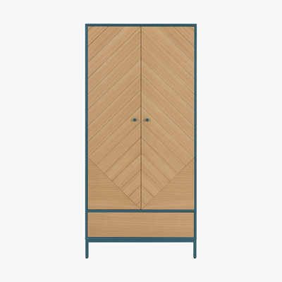 Made.com Mera Double Wardrobe, Oak & Teal