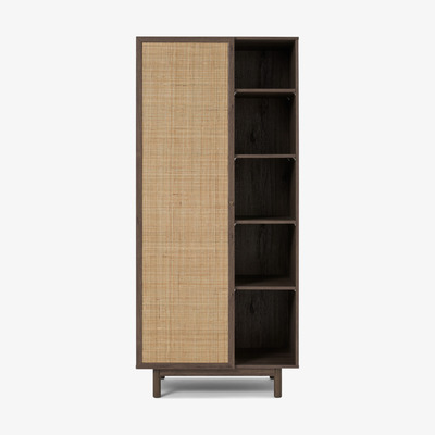 Made.com Pavia Double Wardrobe, Natural Rattan & Walnut Effect