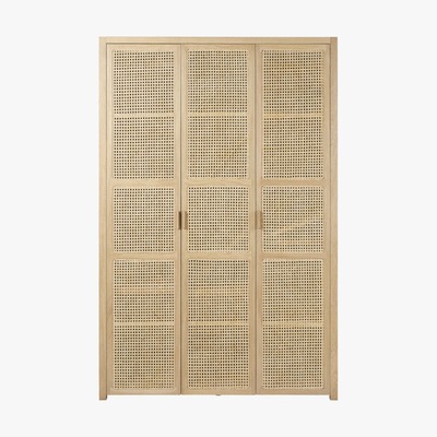 Maisons du Monde 3-Door Wardrobe with Rattan Canopy