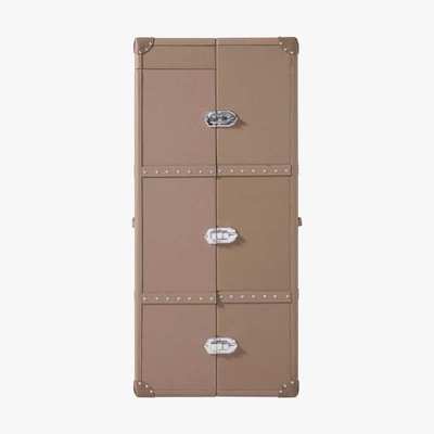 Maisons du Monde Taupe Leather 8-Drawer Wardrobe Magellan